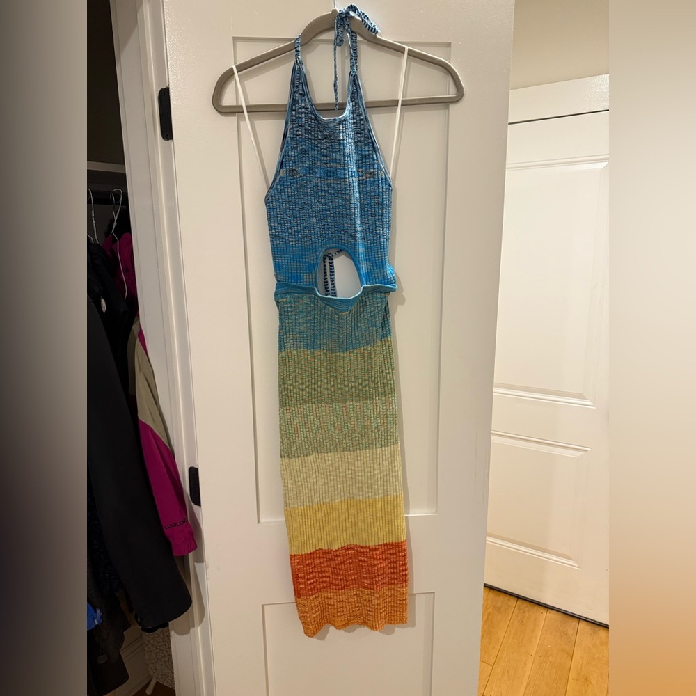 STAUD Blue and Yellow Knit Garment